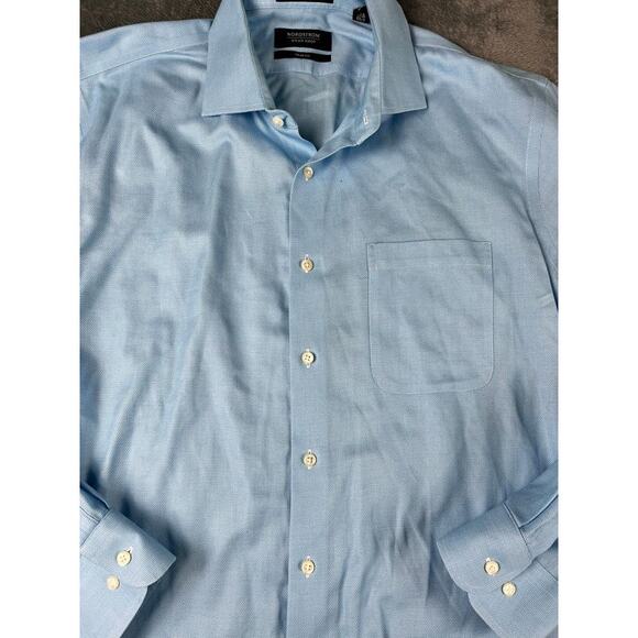 Nordstrom Men’s Shop Smartcare Trim Fit Dress Shirt Light Blue Size Large - Picture 5 of 9